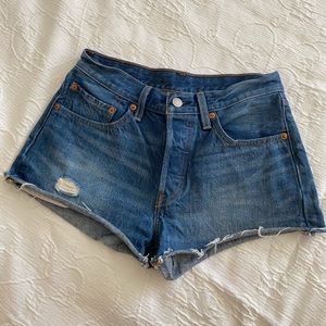 501 mid rise jean shorts from Levi